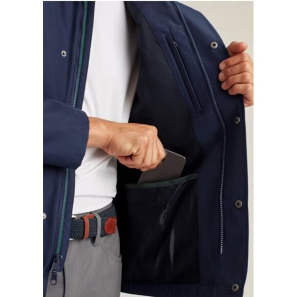 BONOBOS Full Zip Snap Element Jacket Sz L Navy Blue Pockets Cotton Nylon Stretch - Picture 13 of 14